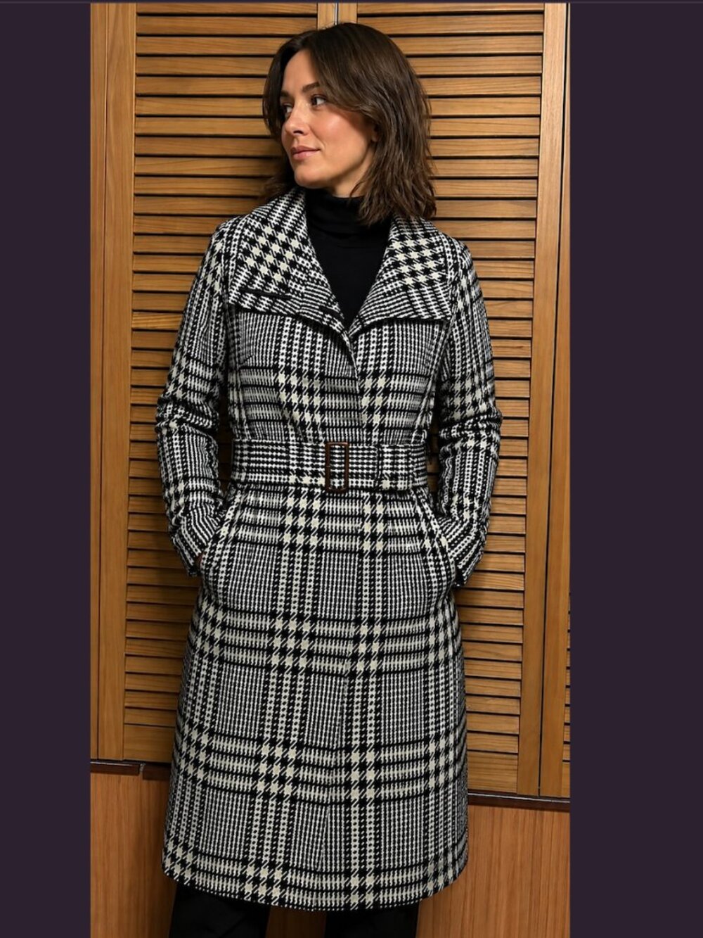 Vintage Y2K Burberry London Glen Plaid Wool Coat Size US 10 Excellent Condition